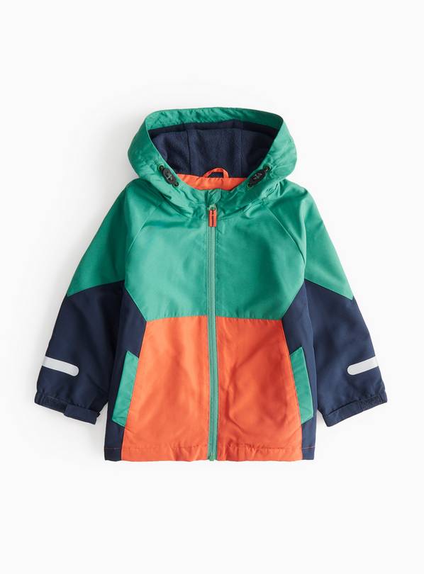 Green Colour Block Shower Resistant Mac Coat 6-7 years